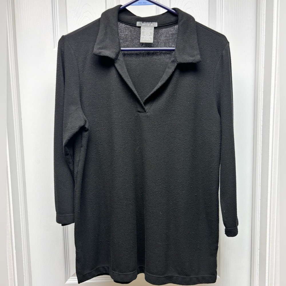 Matty M Women’s Black Textured Knit Top – Size M
